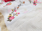 White Pure Chinon Resham Embroidery Saree : Soft Poise