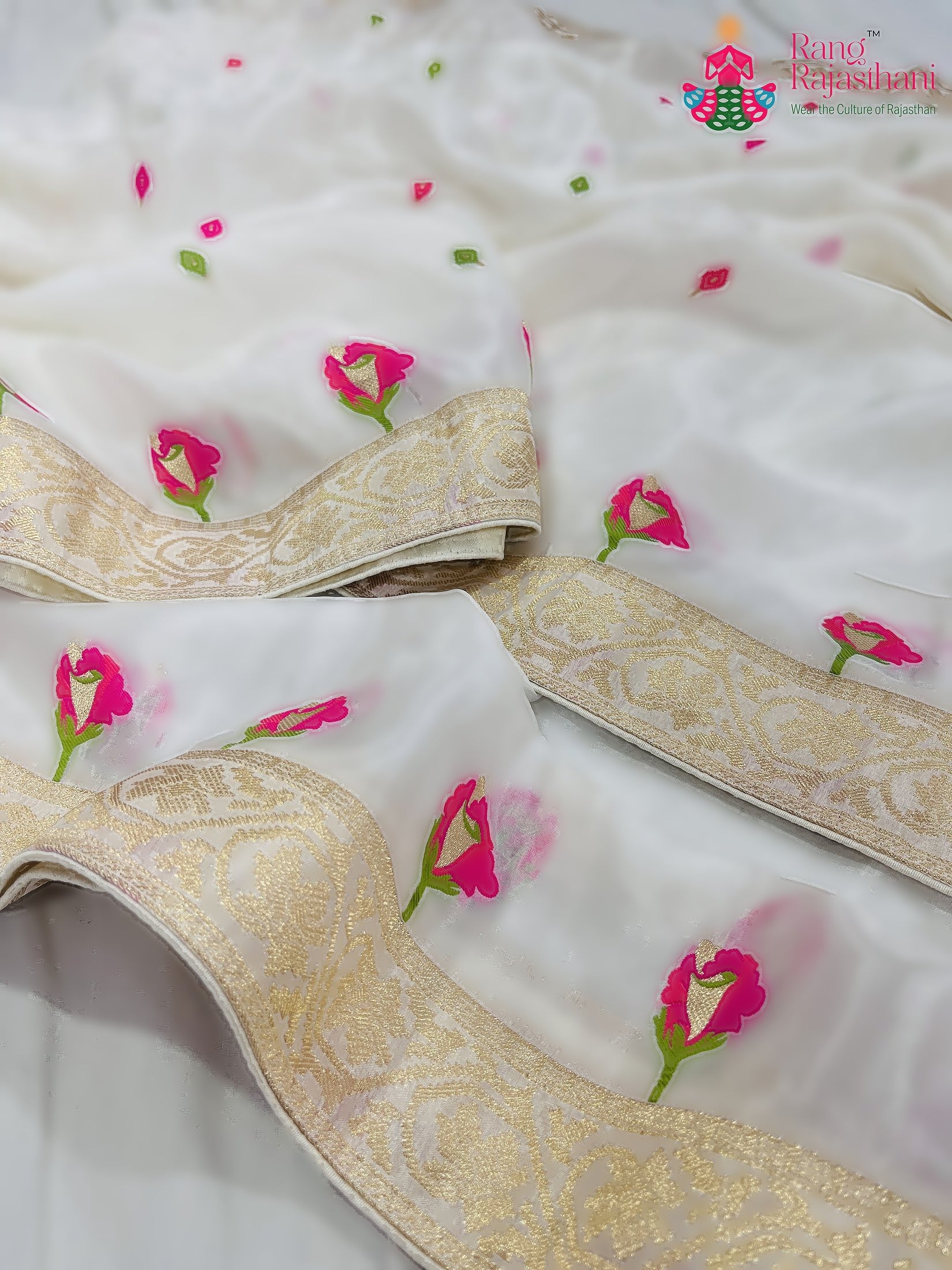 White Pure HO Silk Meenakari Saree : Pure Grace