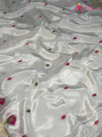 border detail of white pure ho silk meenakari saree