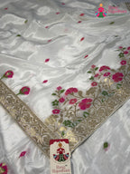 white pure ho silk meenakari saree ethnic wear by Rang Rajasthani