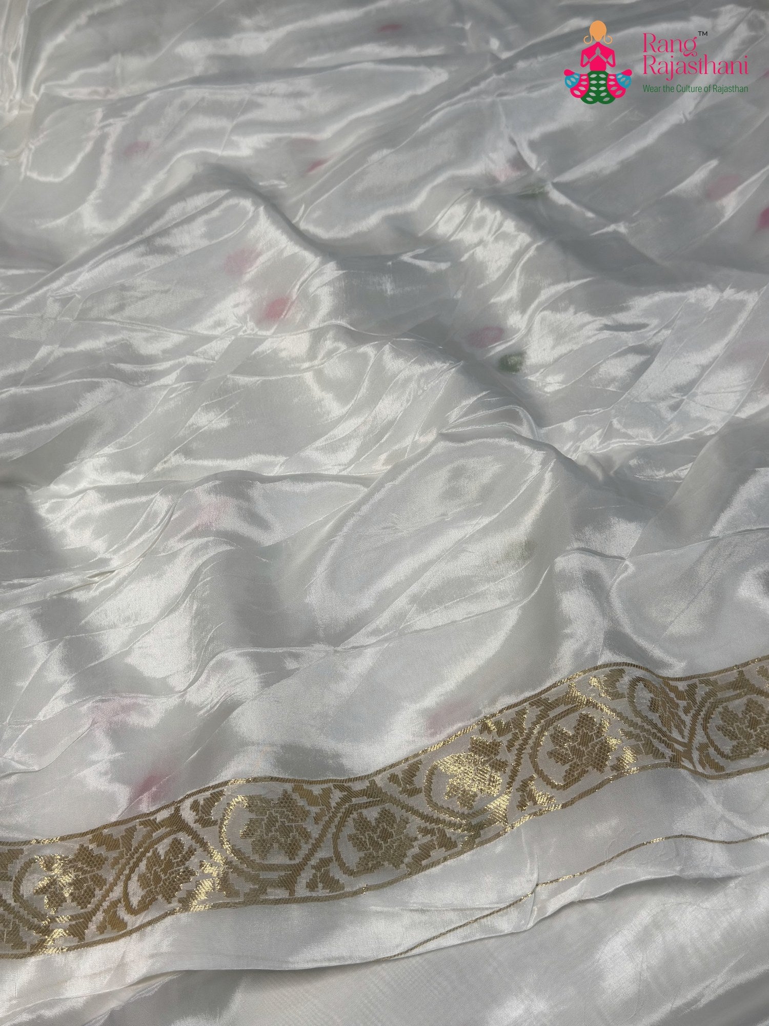 White Pure Ho Silk Meenakari Zari Saree for Wedding Guest | Statement Drape