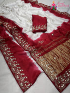 White Pure Modal Silk Gota Patti Work Saree : Pure Ease