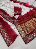 White Pure Modal Silk Gota Patti Work Saree : Pure Ease