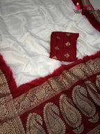 white russian silk banarasi zari weave faag saree ethnic wear by Rang Rajasthani