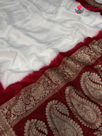 design pattern of white russian silk banarasi zari weave faag saree