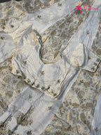 border detail of white pure upada silk hand embellishment lehenga chunni