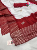 white russian silk hand embellishment faag saree for festive celebration by Rang Rajasthani