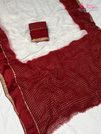 white soft georgette banarasi zari weave saree ethnic wear by Rang Rajasthani