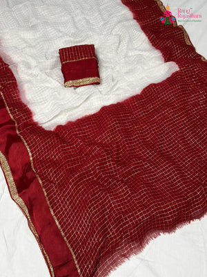White Soft Georgette Banarasi Zari Weave Saree for Festive Celebration | Shop Online