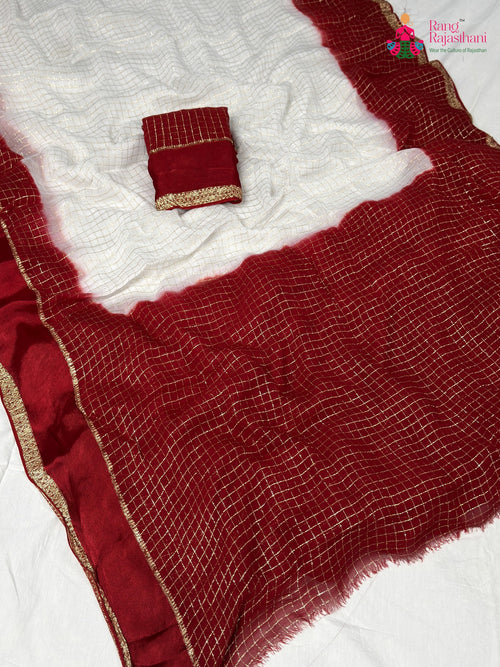 White Soft Georgette Banarasi Zari Weave Saree for Festive Celebration | Premium Collection main-image