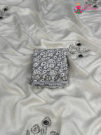 White Synthetic Swarovski Saree for Wedding Guest | Buy Now
