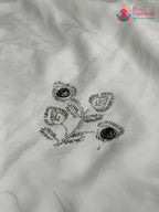 White Synthetic Swarovski Saree for Wedding Guest | Buy Now