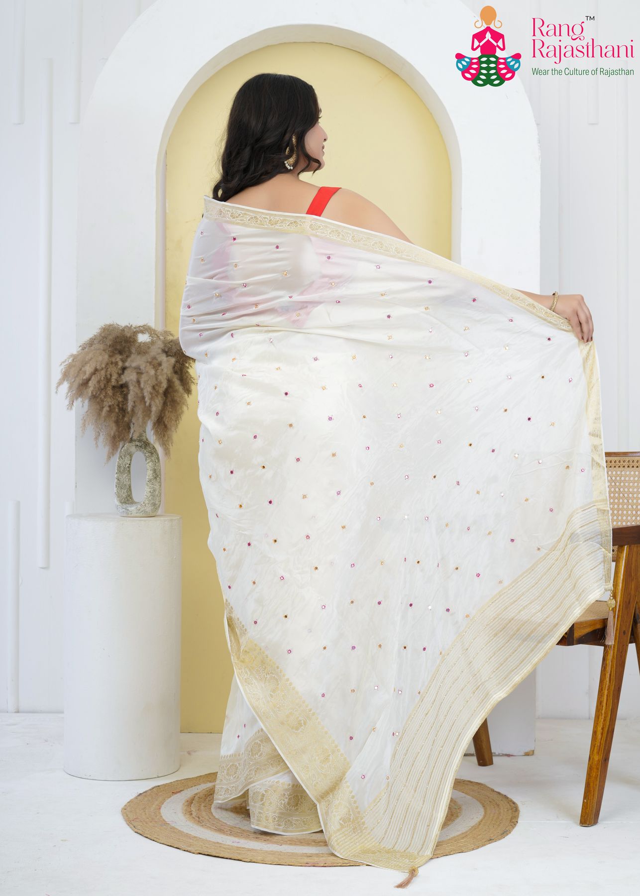 Ivory HO Silk Festive Saree : Mirror Cutdana Glow