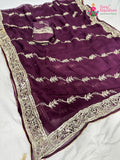 Wine Chiffon Gota Patti Saree for Raksha Bandhan | Luxe Collection