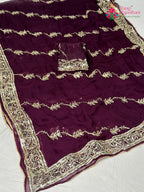 Wine Chiffon Gota Patti Saree for Raksha Bandhan | Curated Pick
