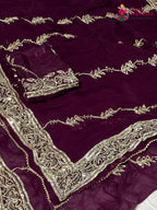Wine Chiffon Gota Patti Saree for Raksha Bandhan | Curated Pick