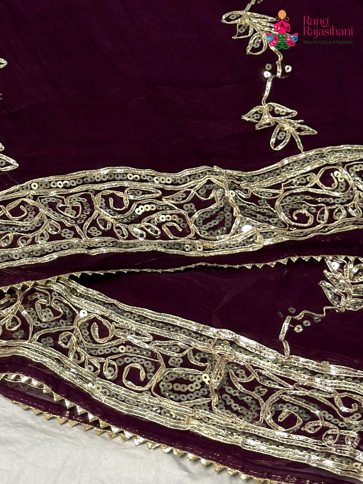 Wine Chiffon Gota Patti Saree for Raksha Bandhan | Curated Pick