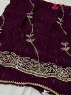 Wine Chiffon Gota Patti Saree for Raksha Bandhan | Curated Pick