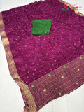 Wine Chinnon Banarasi Zari Weave Saree for Bridal | Shop Now
