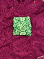 border detail of wine chinnon saree
