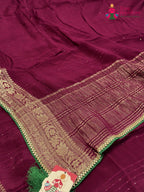 wine chinnon saree ethnic wear by Rang Rajasthani