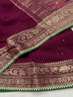 design pattern of wine chinnon saree