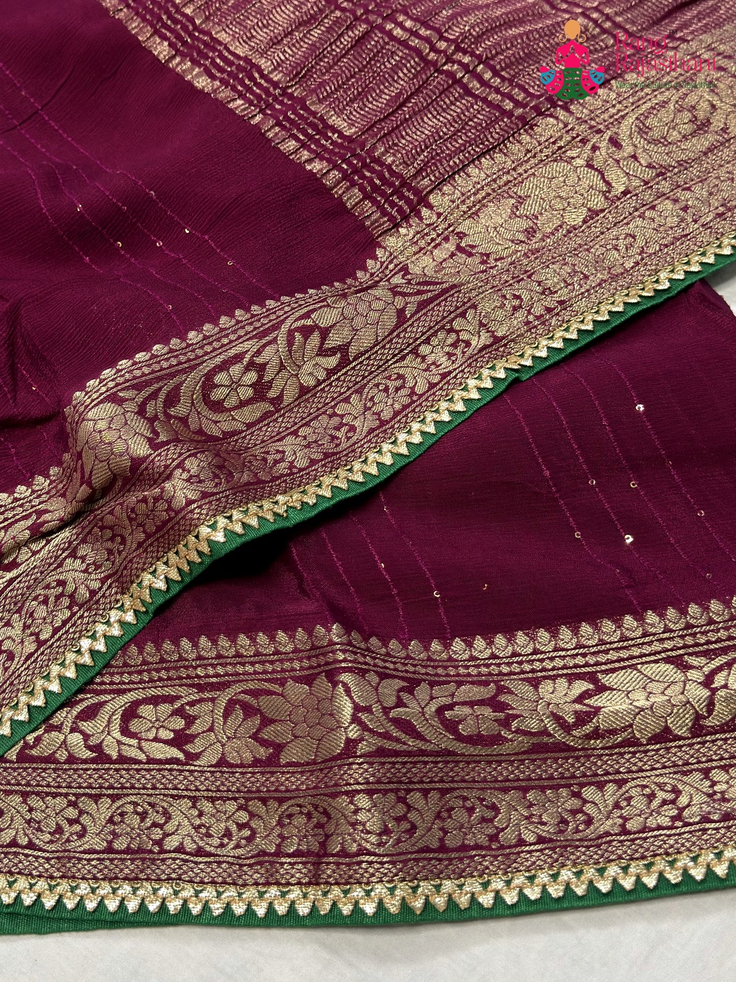 Wine Chinnon Plain Saree for Karwa Chauth | Lightweight Pick