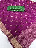 Wine Chinnon Resham Embroidery Saree for Sangeet Night | Elegant Edit