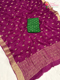 Wine Chinnon Resham Embroidery Saree for Sangeet Night | Festive Wear