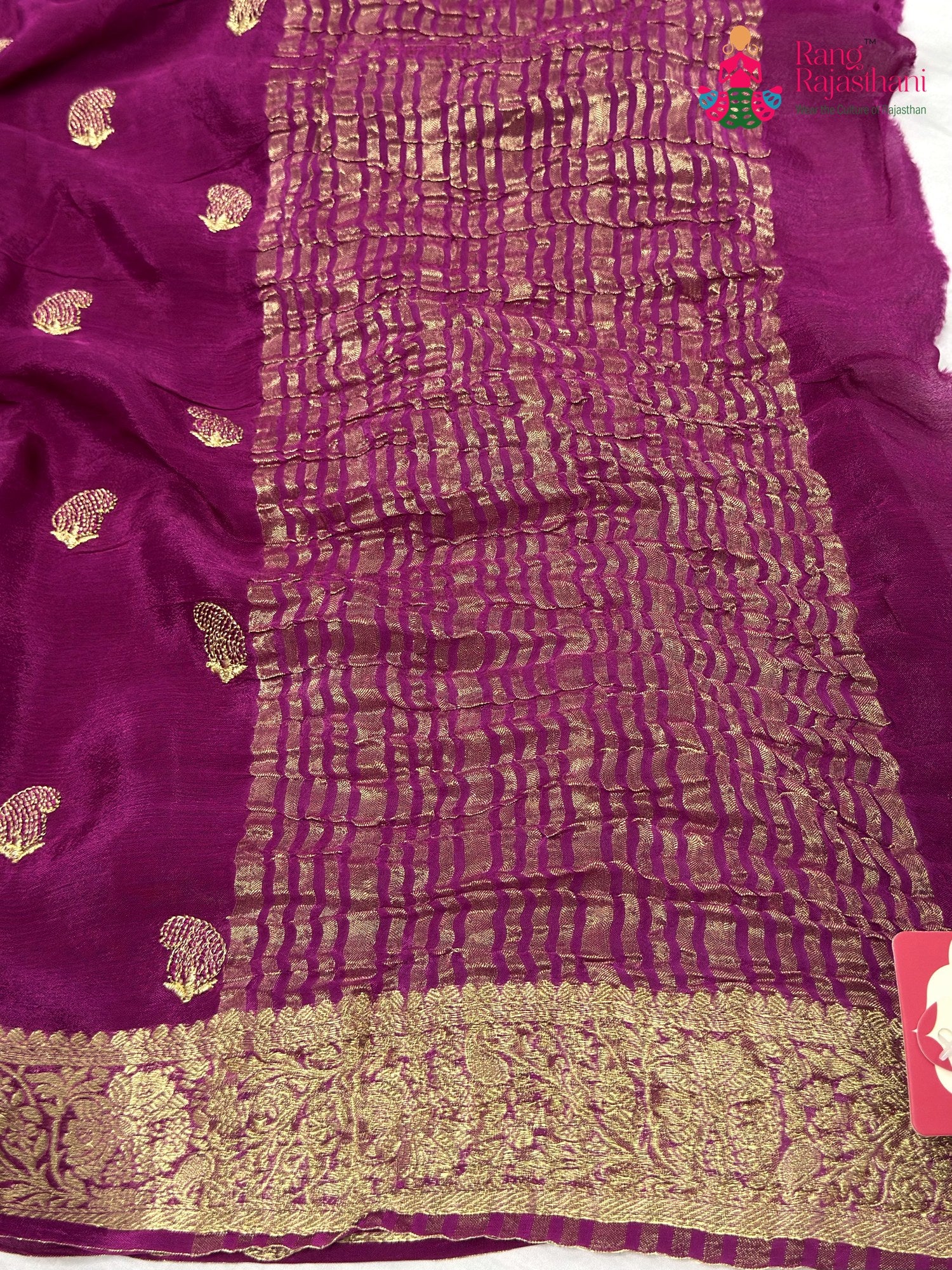 Wine Chinnon Resham Embroidery Saree for Sangeet Night | Festive Wear