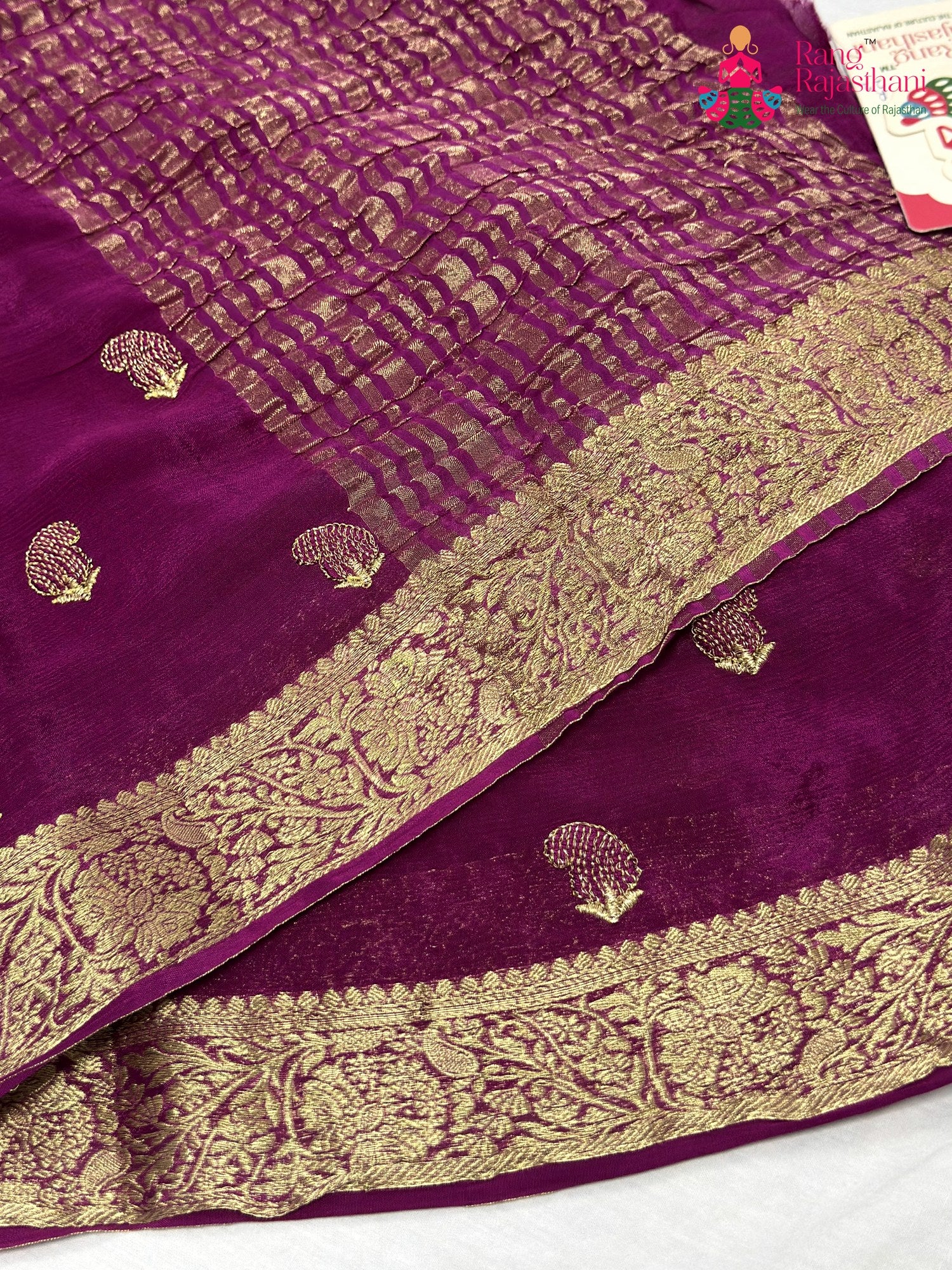 Wine Chinnon Resham Embroidery Saree for Sangeet Night | Festive Wear