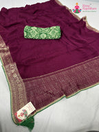 wine chinnon saree for karwa chauth by Rang Rajasthani
