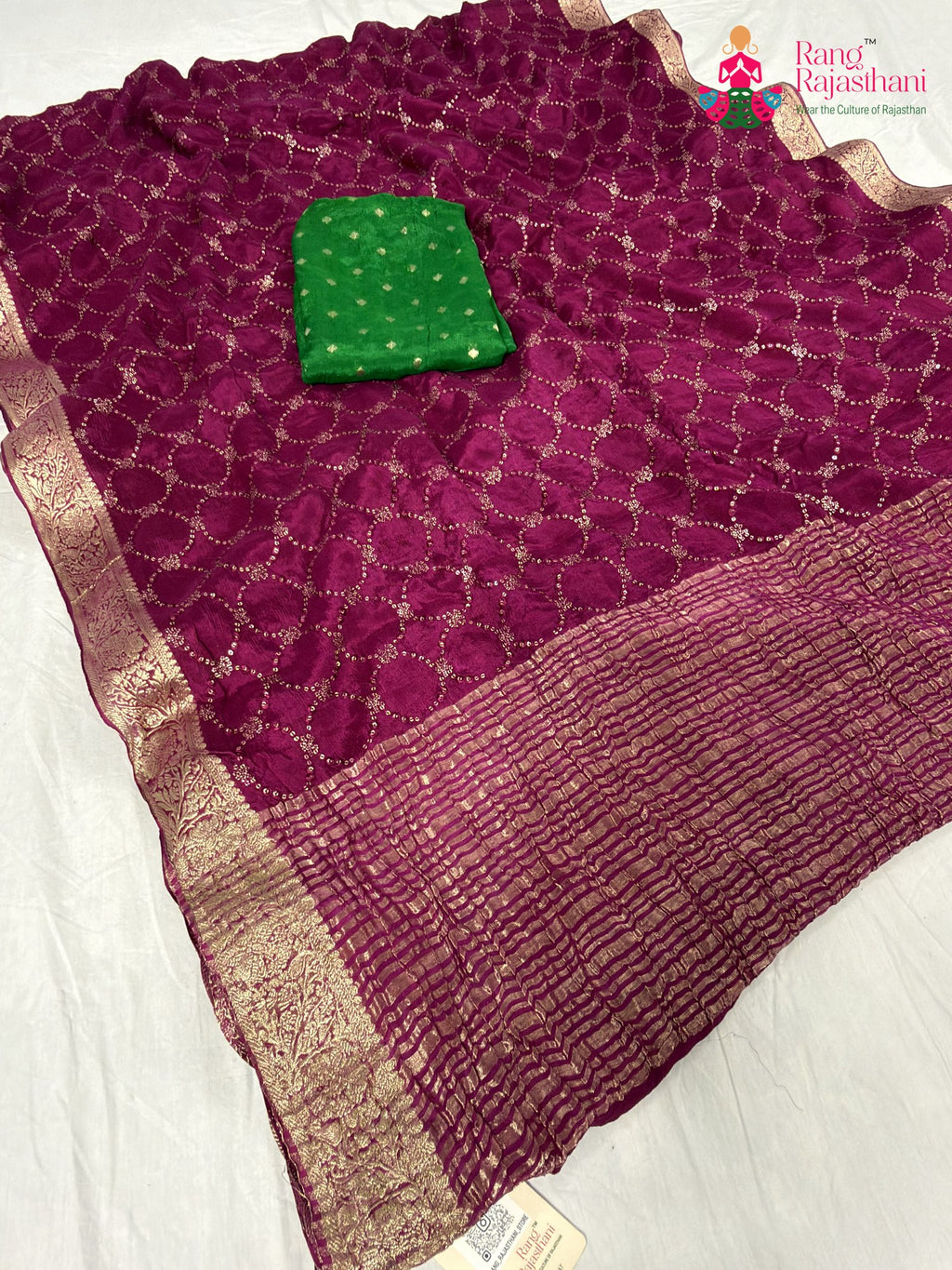 fabric texture of wine chinnon saree