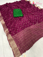 fabric texture of wine chinnon saree