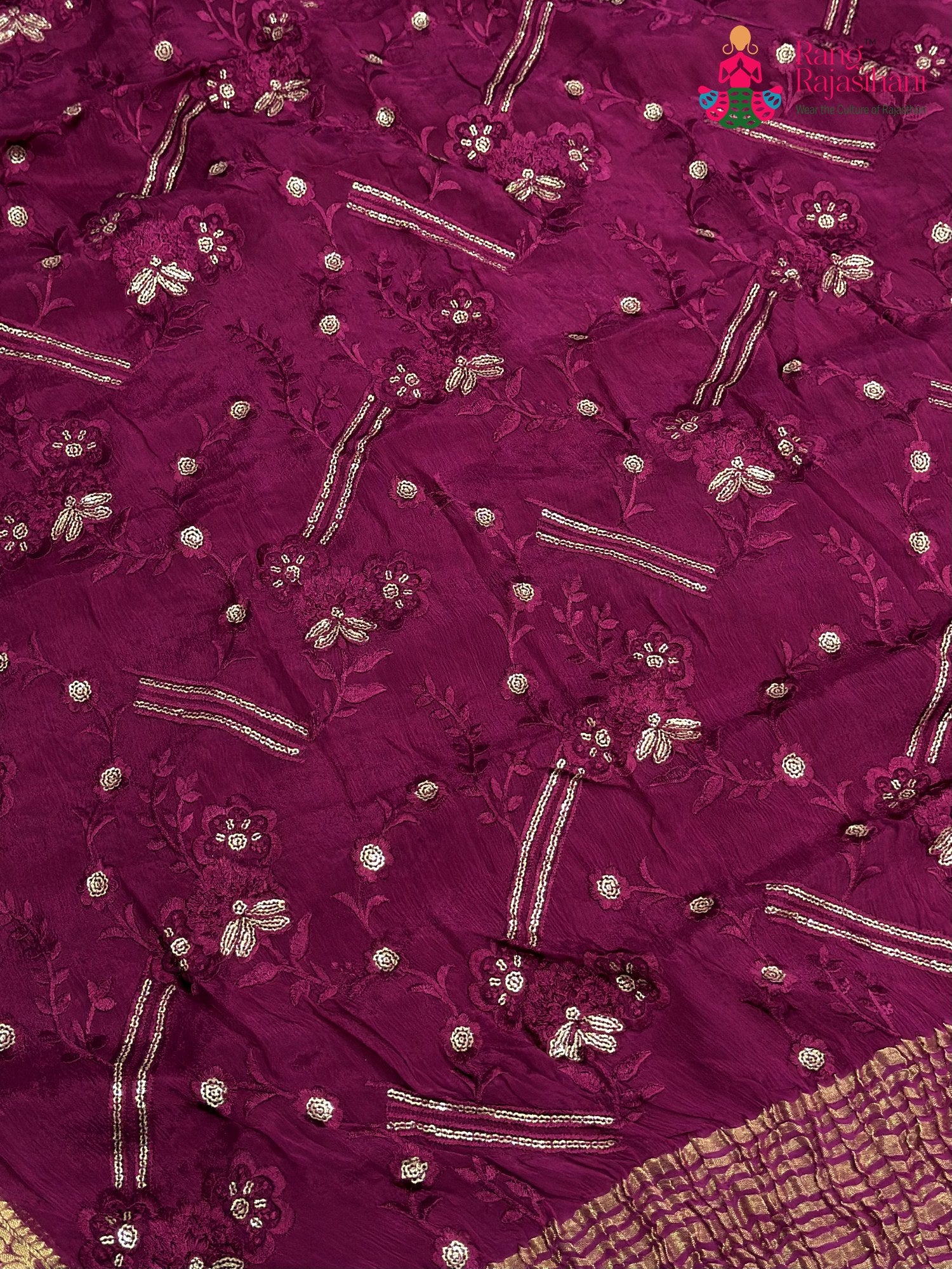 Wine Chinnon Sequin Saree for Bridal | Most Loved