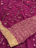 Wine Chinnon Sequin Saree for Bridal | Most Loved