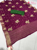 Wine Chinnon Sequin Saree for Sangeet Night | Bridal Collection
