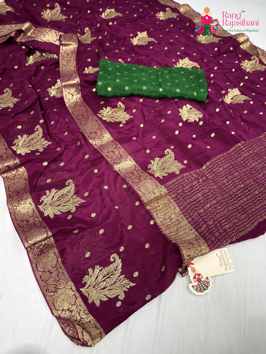 complete look of wine chinnon sequin saree
