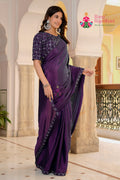 Wine Art Silk Resham Embroidery Saree for Raksha Bandhan | Reception Wear