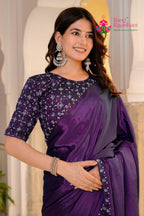 pallu detailing of wine fabric saree 