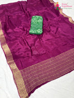 border detailing of wine fabric saree