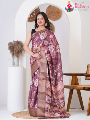 Wine Art Silk Printed Saree for Casual | Heritage Collection