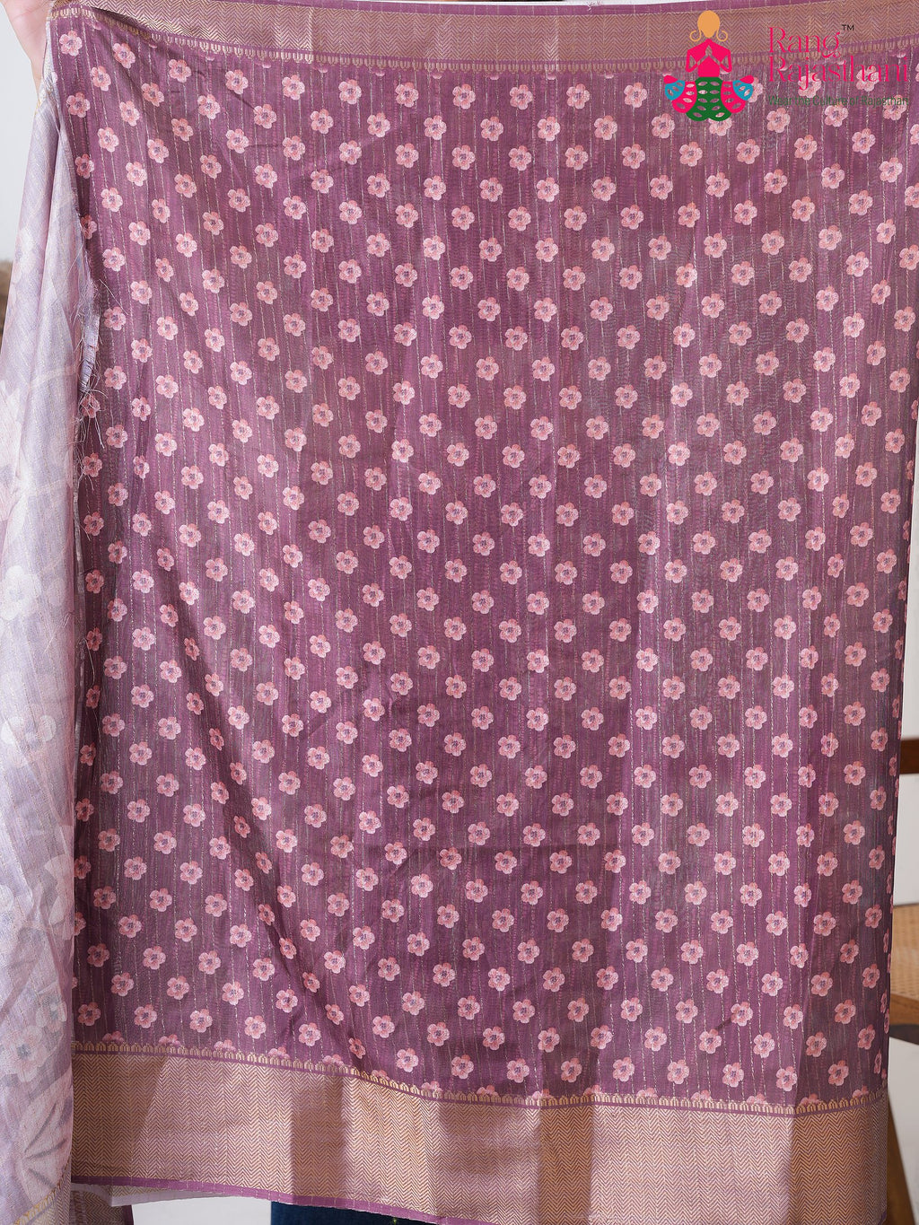 Wine SyntheticSilk saree with Printed pleats view