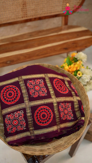 Wine Modal Banarasi Zari Weave Gharchola Saree for Mehendi Ceremony | Designer Pick