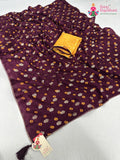 Wine Pure Dola Silk Bandhani Saree : Balanced Grace