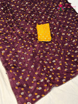 Wine Pure Dola Silk Bandhani Chunri Saree for Raksha Bandhan | Latest Pick