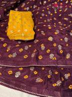 Wine Pure Dola Silk Bandhani Chunri Saree for Raksha Bandhan | Latest Pick