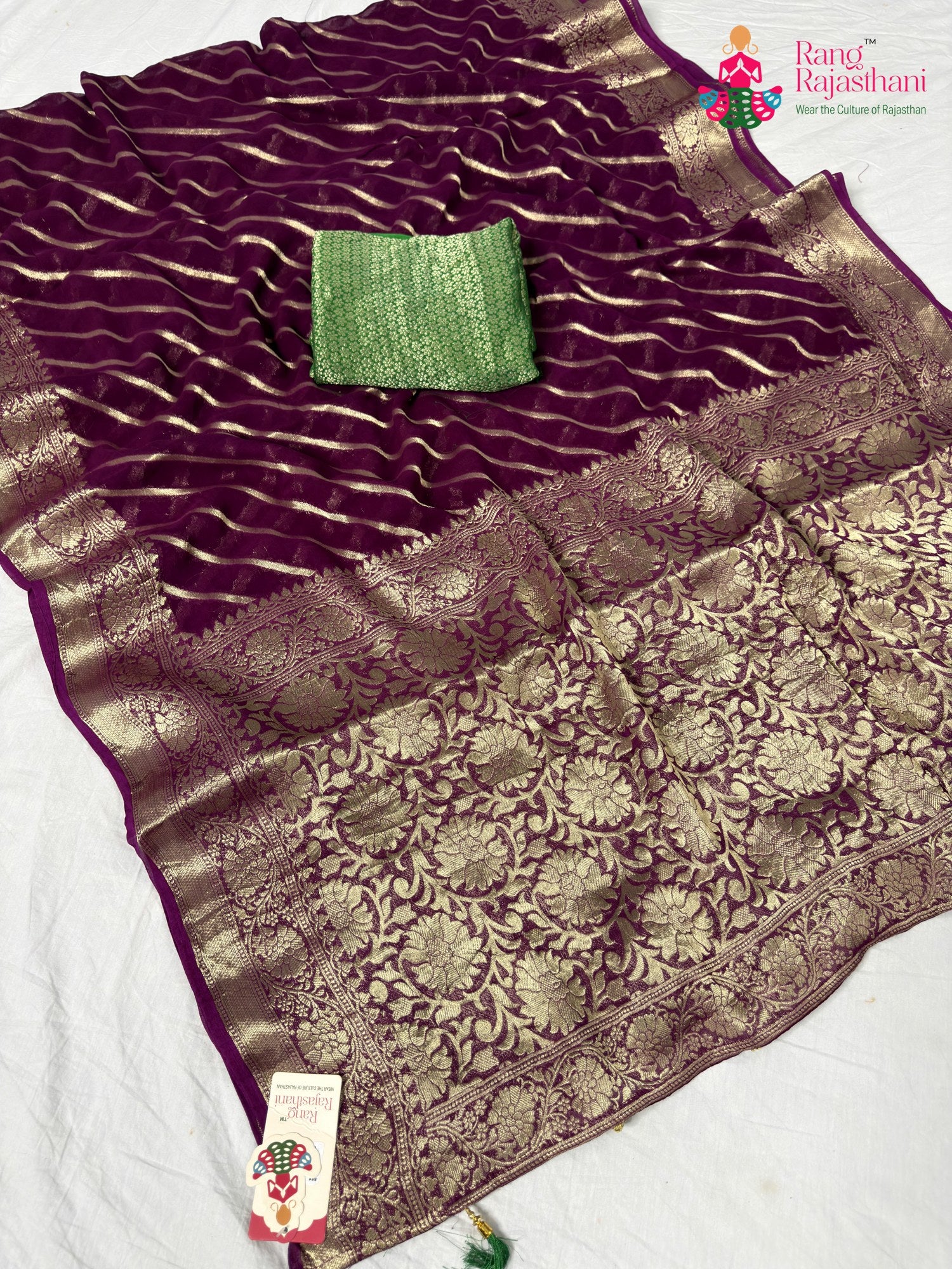 Wine Georgette Luxe Saree : Banarasi Royal Bloom