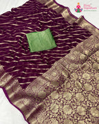 Wine Georgette Luxe Saree : Banarasi Royal Bloom