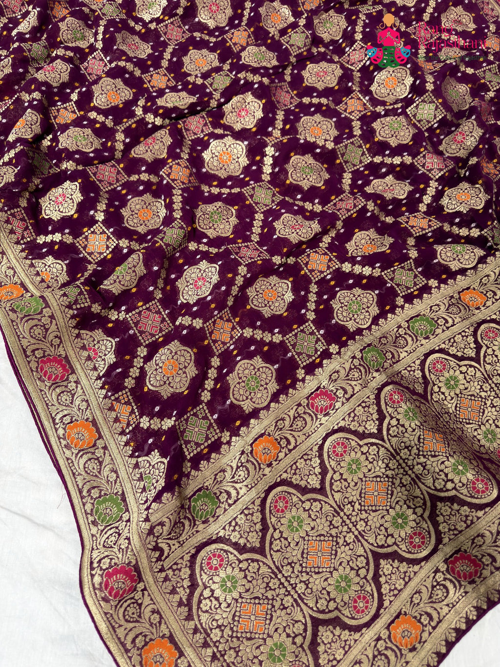 fabric texture of wine pure georgette khaddi saree